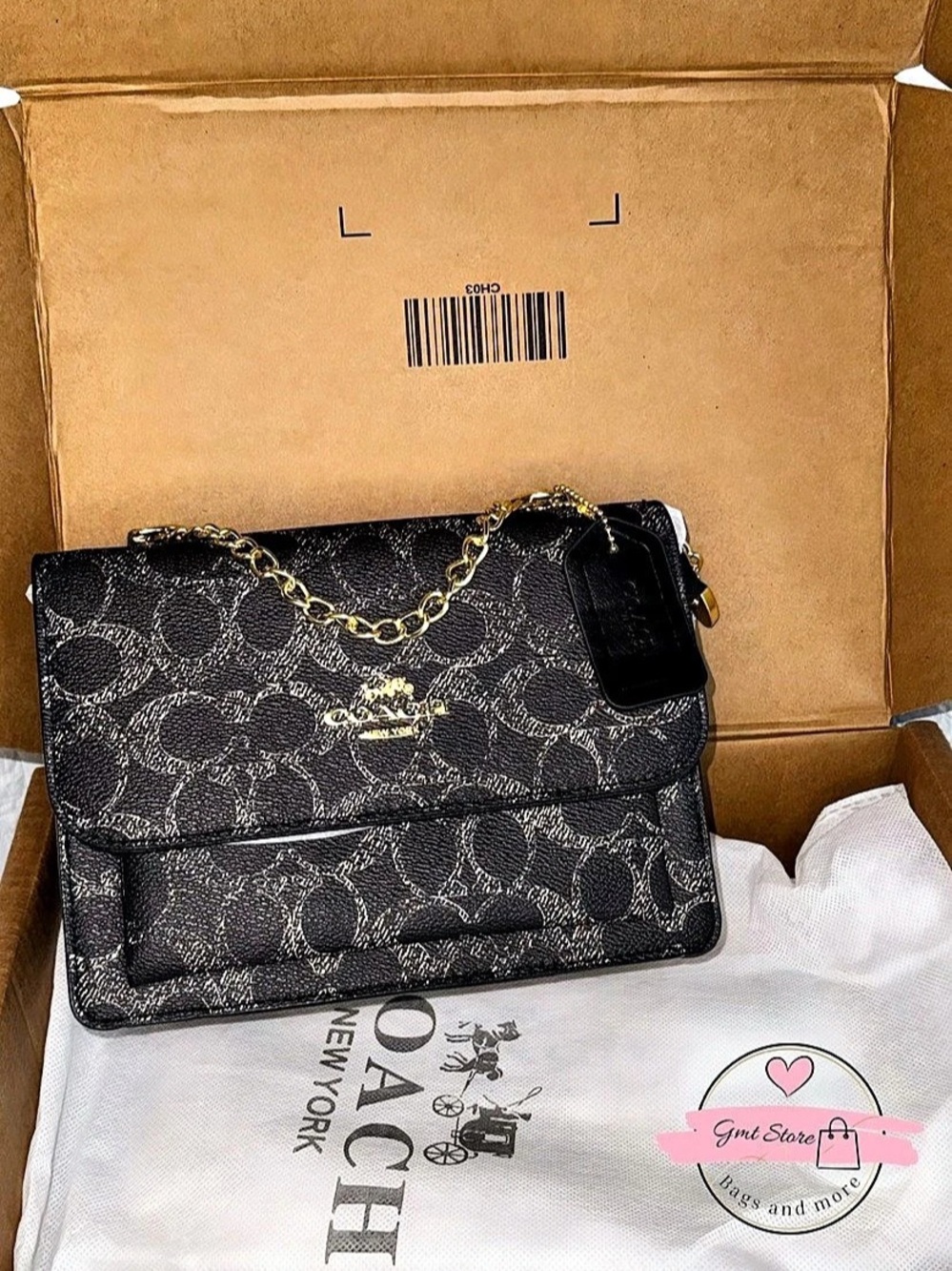 Coach Signature Chain Crossbody Black & Brown